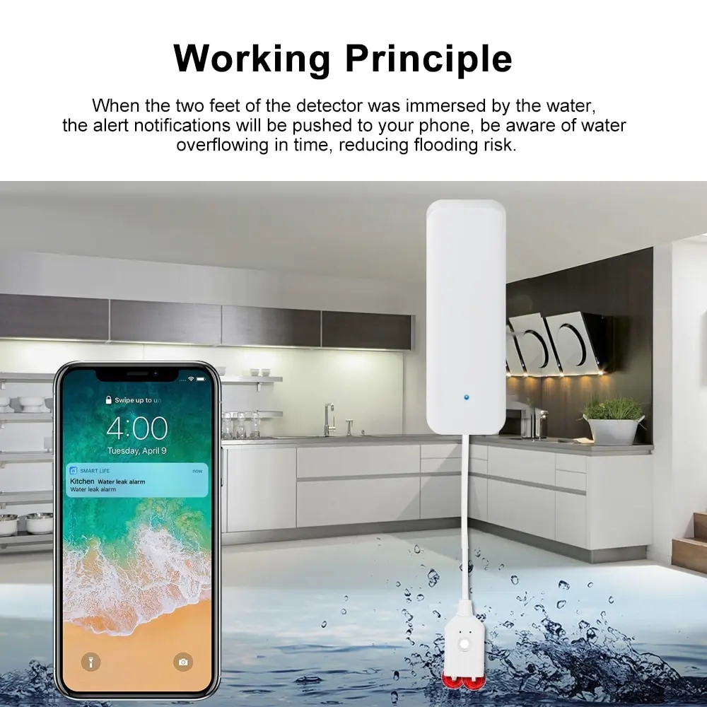 Tuya واي فاي الذكية تسرب الميا - مراجعة Wifi Water Leak Detector وسعره