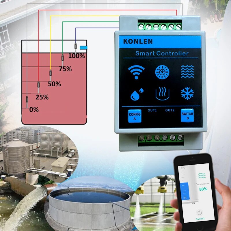 KONLEN Tuya مستشعر مستوى الميا - مراجعة Wifi Water Leak Detector وسعره