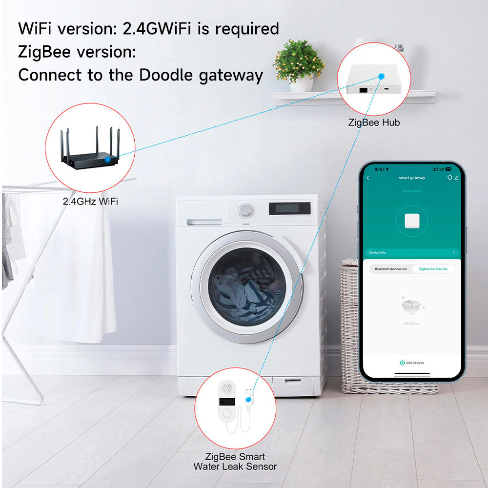 كاشف تسرب المياه Tuya WiFi مع  - مراجعة Wifi Water Leak Detector وسعره