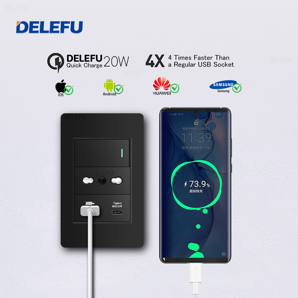 مقبس حائط DELEFU أسود مقاوم لل - مراجعة Smart Wall Socket وسعره