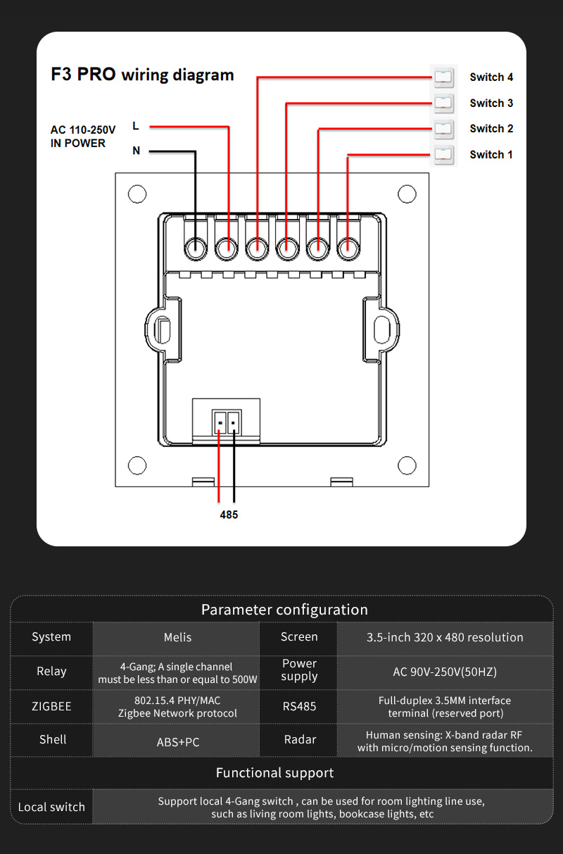 مفتاح ذكي F3 Pro بشاشة لمس IPS - مراجعة Smart Home Control Panel وسعره